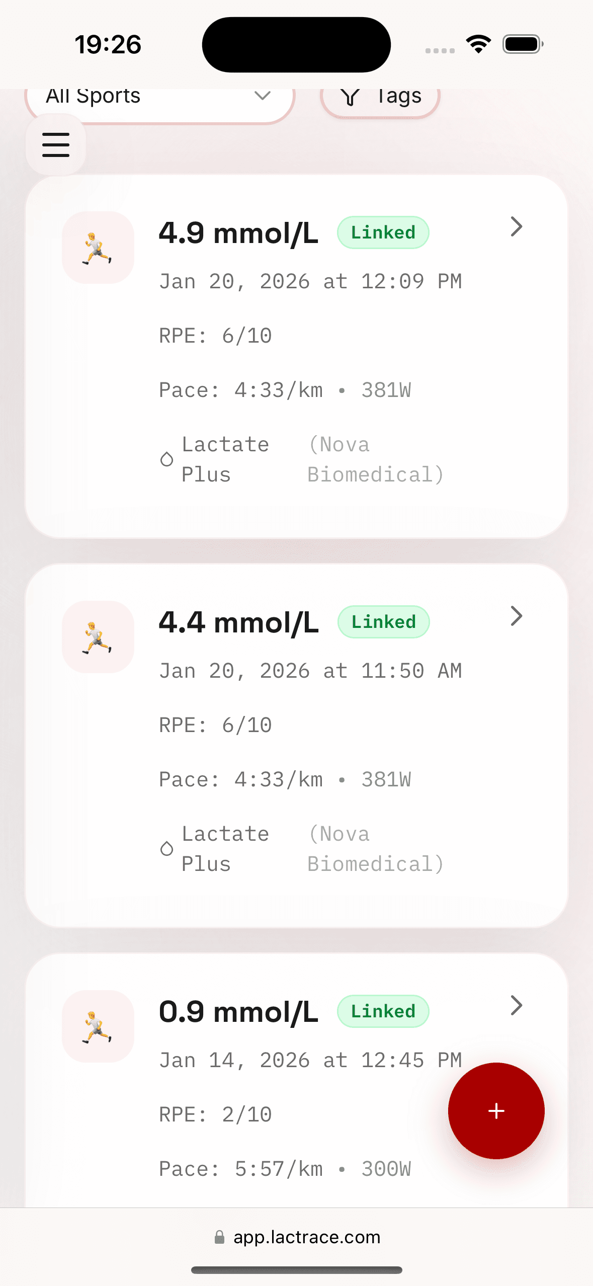 LacTrace Traces List
